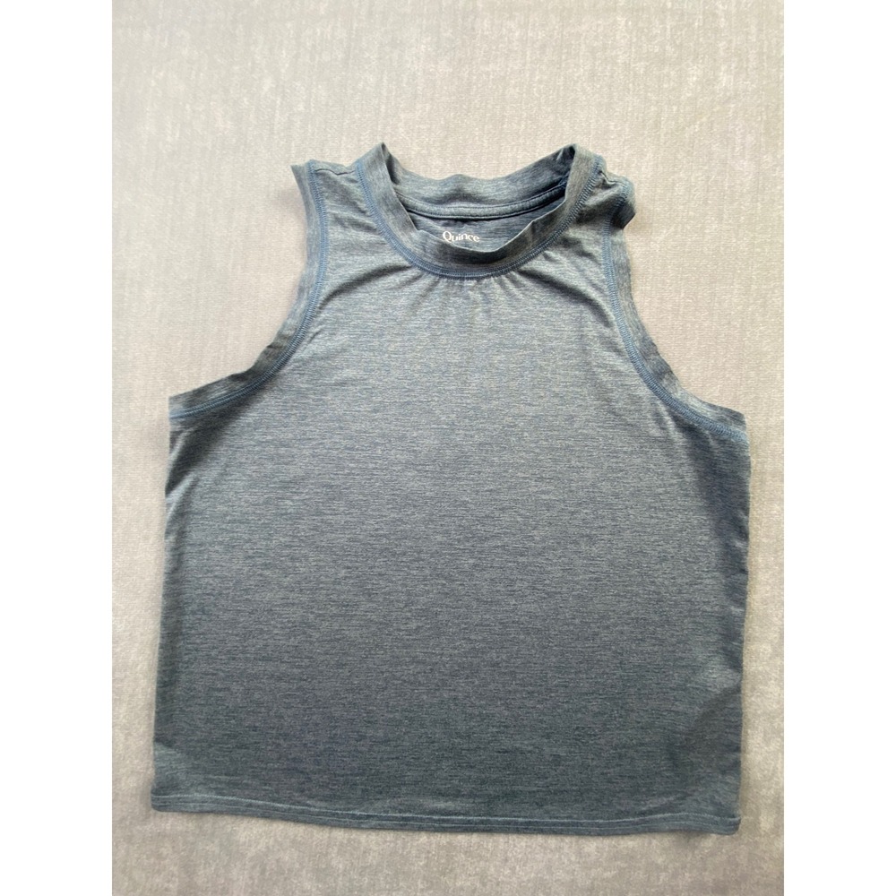 Quince Blue Heathered Recycled Performance Tank Top Small Activewear Muscle Tee